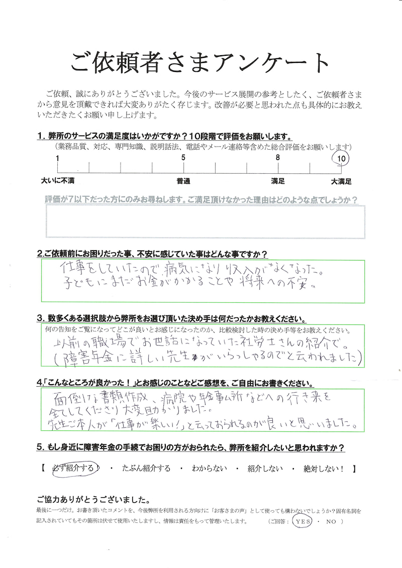 病気にかかって仕事が出来なくなり、収入が絶たれました。