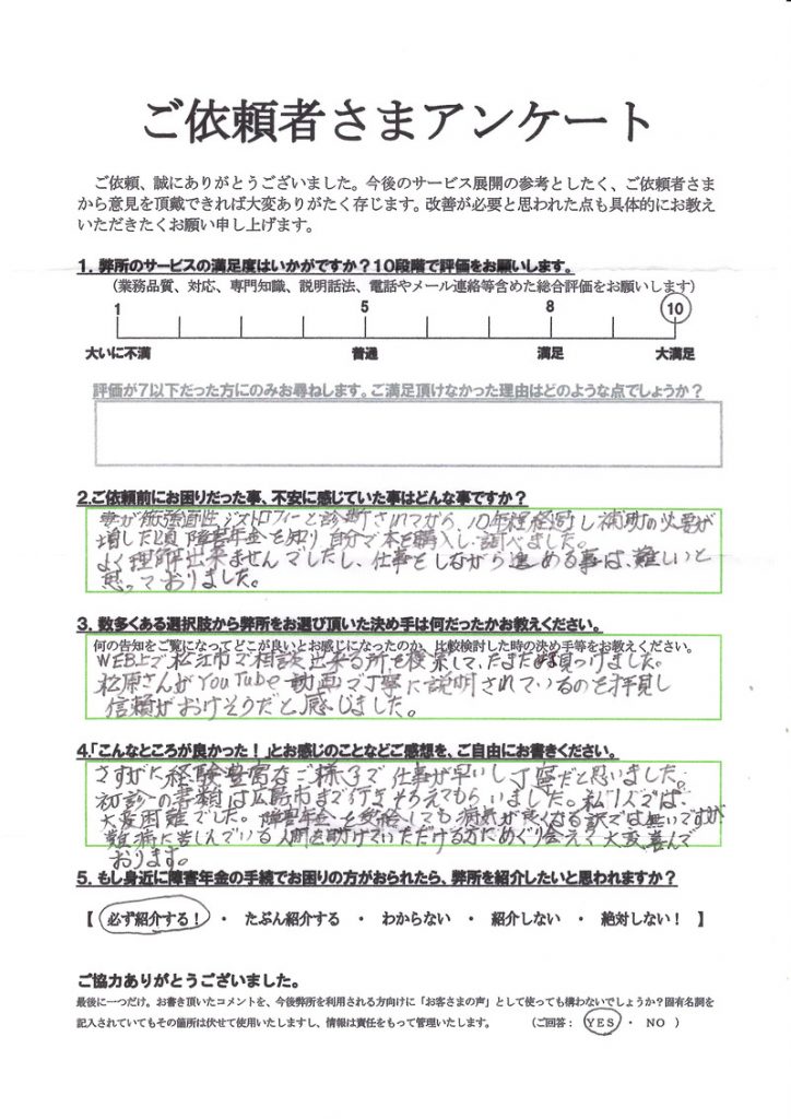 苦しみを理解してくれる人、生活を助けてくれる人に巡りあえて、とても喜んでいます。