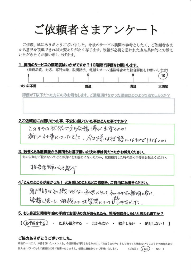 担当医師からの紹介でした。